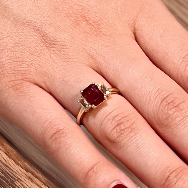 Natural Ruby Sapphire Ring 6.5 14k Y Gold 2.51 TCW Certified For Sale - Image 9 of 18