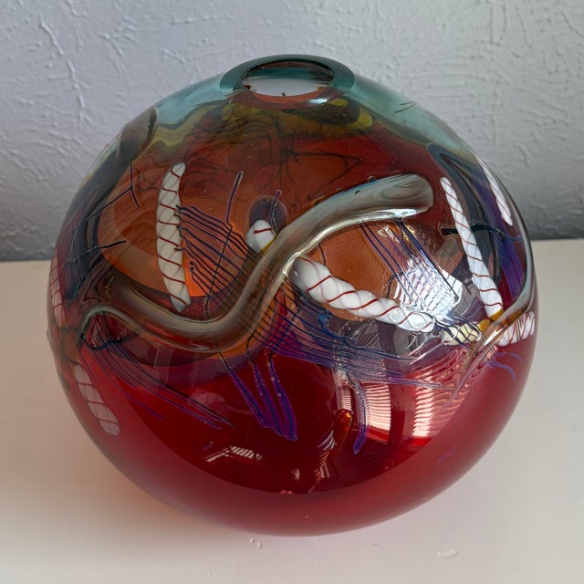 Glass Large Art Glass Vase - Daniel Edler Graffiti Helix Series For Sale - Image 7 of 9