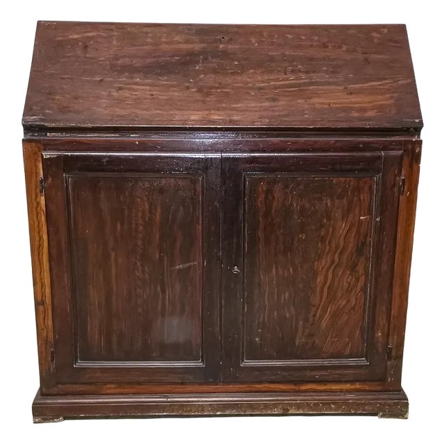 Vintage Italian Two Folds to Two Doors Lacquered Wood Cabinet For Sale