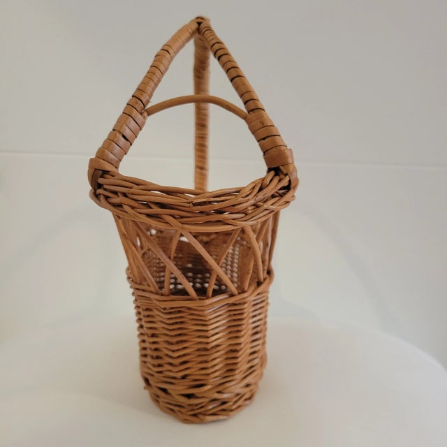 Vintage French Wicker Wine Bottle Holder For Sale In San Diego - Image 6 of 11