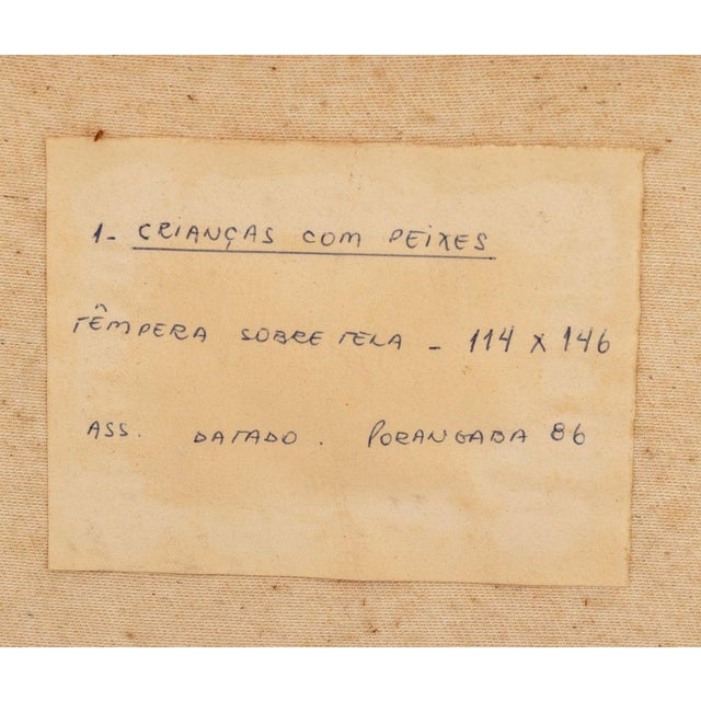 Red Martins De Porangaba "Crianca Com Peixis" For Sale - Image 8 of 9