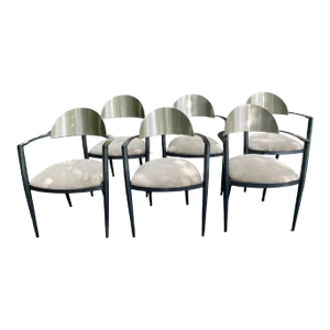Set of 6 Elite Modern Stainless Steel Back Dining Chairs