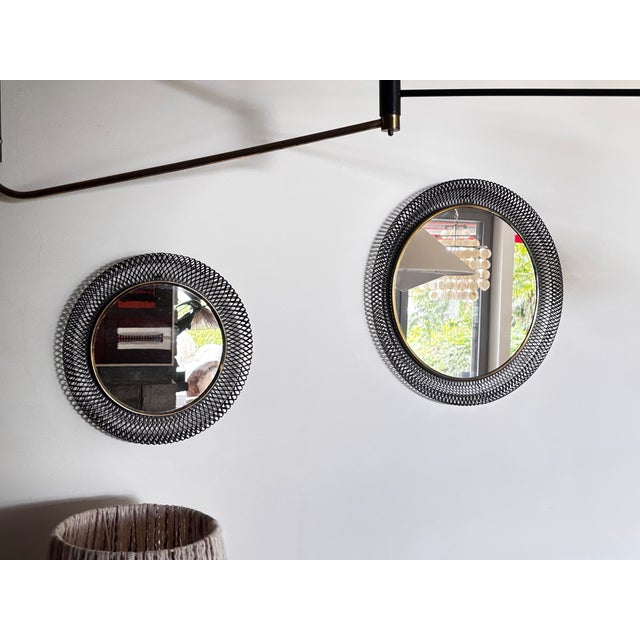 Contemporary Vintage Expanded Metal Wall Mirror, Germany, 1950 For Sale - Image 3 of 7