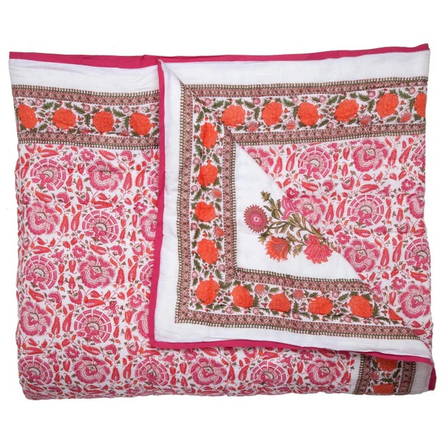 Contemporary Sanya-Riyad Reversible Quilt, Twin-XL - Pink & Orange For Sale - Image 3 of 5