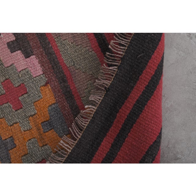 Tan 1960s Striped Turkish Kilim Runner Rug 2'5'' X 12'7'' For Sale - Image 8 of 10