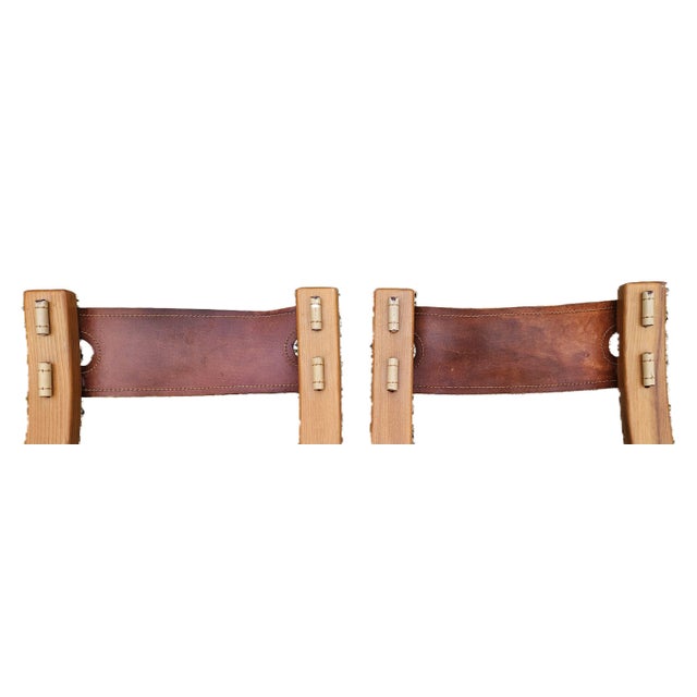 Set of Chairs in Elm and Cream Leather from Maison Regain For Sale - Image 6 of 16