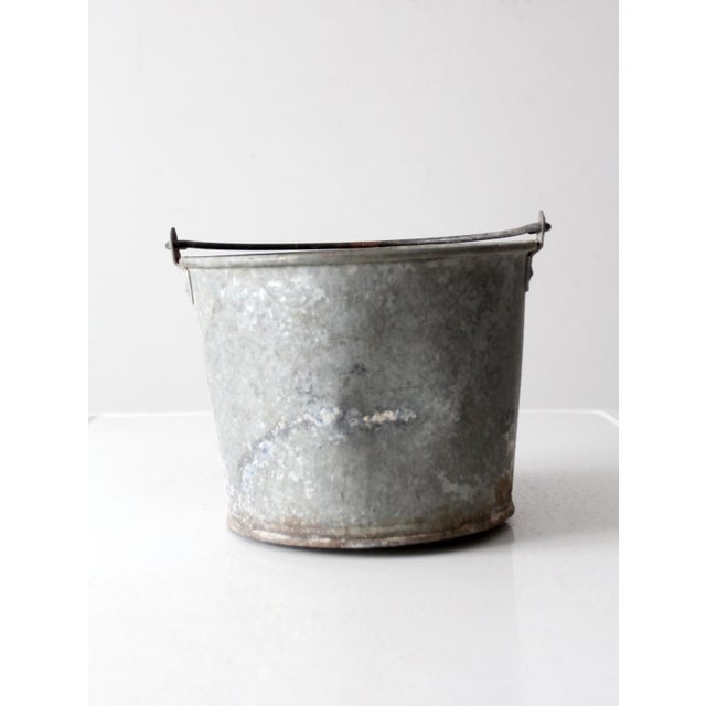 Vintage Galvanized Tin Bucket For Sale - Image 4 of 11