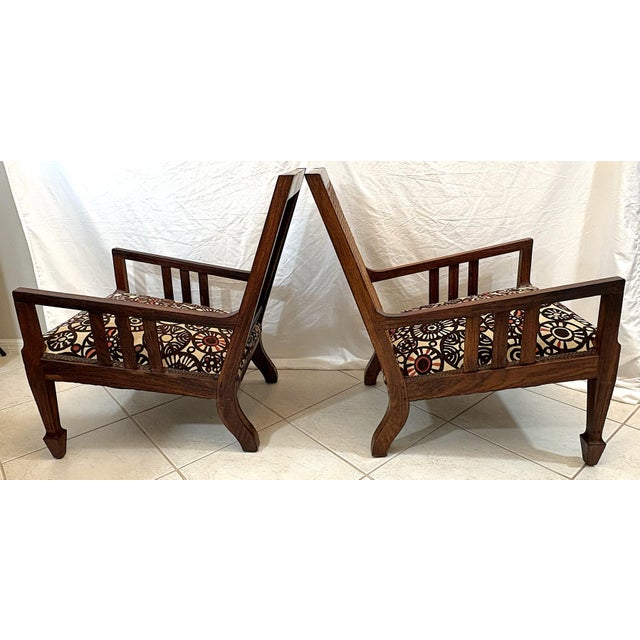 Antique Teak and Cane Arts & Crafts Style Plantation Chairs With Dowel Construction- A Pair For Sale - Image 9 of 18