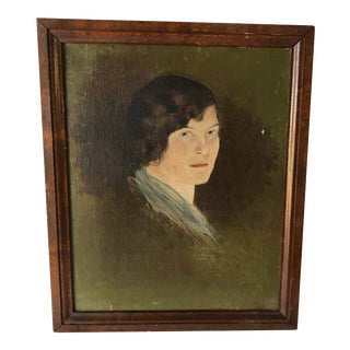 Pre-War Portrait O/C Signed Higgins 1925 Woman For Sale