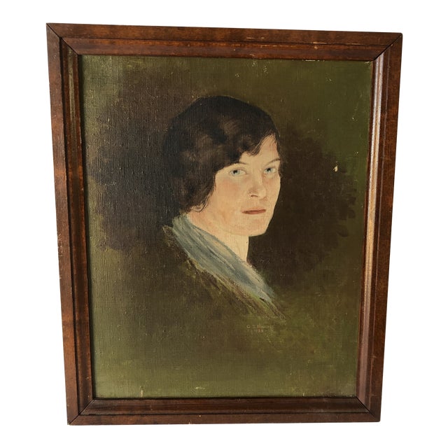 Pre-War Portrait O/C Signed Higgins 1925 Woman For Sale
