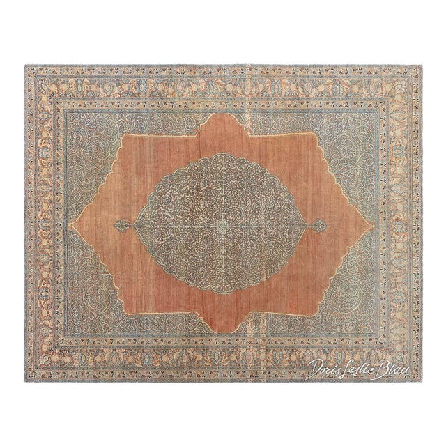 Antique Persian Tabriz Handmade Wool Rug For Sale