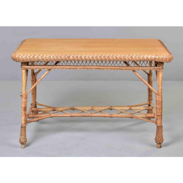 Vintage French Wicker Table and Four Chairs For Sale - Image 9 of 12