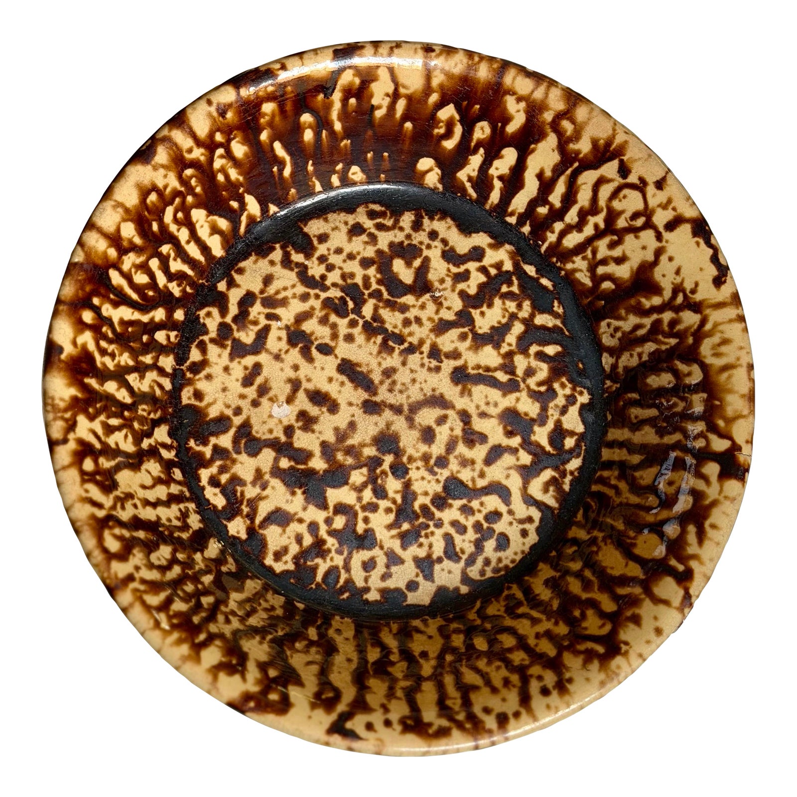 Antique Rockingham Bennington Brown Spongeware Bowl | Chairish