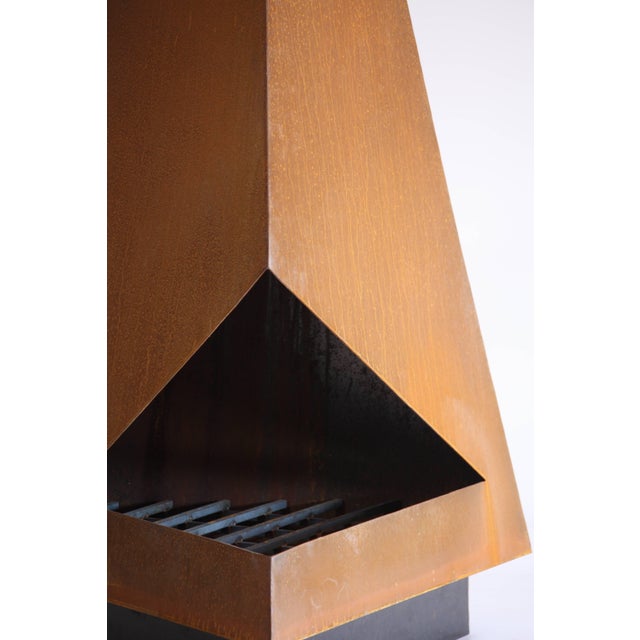 Modern Steel Fire Pit Chiminea Outdoor Fireplace For Sale - Image 9 of 14