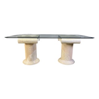 Vintage Tesselated Stone Pedestal Dining Table from Maithland Smith, 1970s For Sale