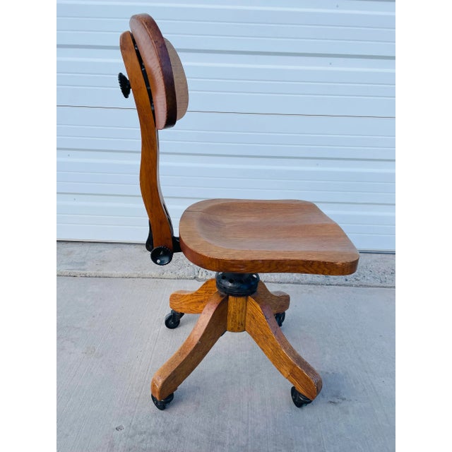 1930s Art Deco Antique Wooden Typist Chair For Sale - Image 9 of 12