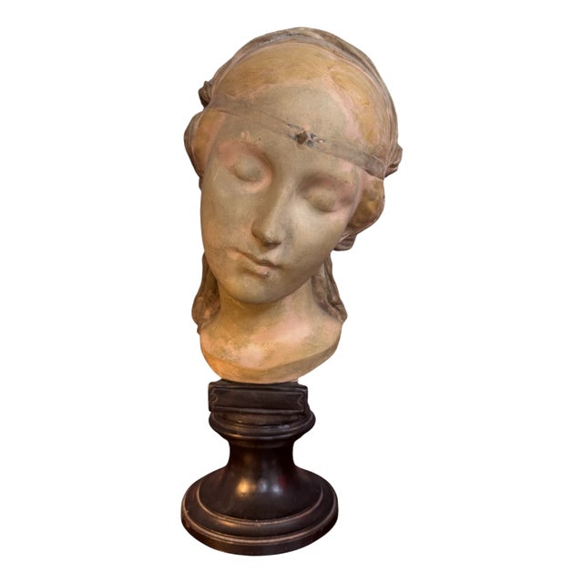 Madonna Bust with Inclined Head in Ceramic by Heinrich Waderé for Friedrich Goldscheider, 1890s For Sale