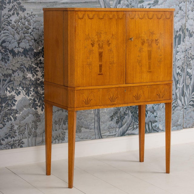 Mid 20th Century Swedish Art Deco Birchwood Marquetry Bar Cabinet For Sale - Image 4 of 18