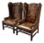Paul Robert Lexie Hide Wingback Chairs, Pair For Sale