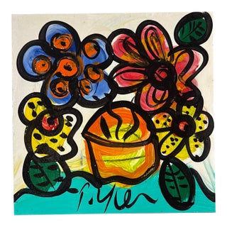 1972 Original Flower Painting by Artist Peter Keil For Sale
