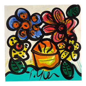 1972 Original Flower Painting by Artist Peter Keil
