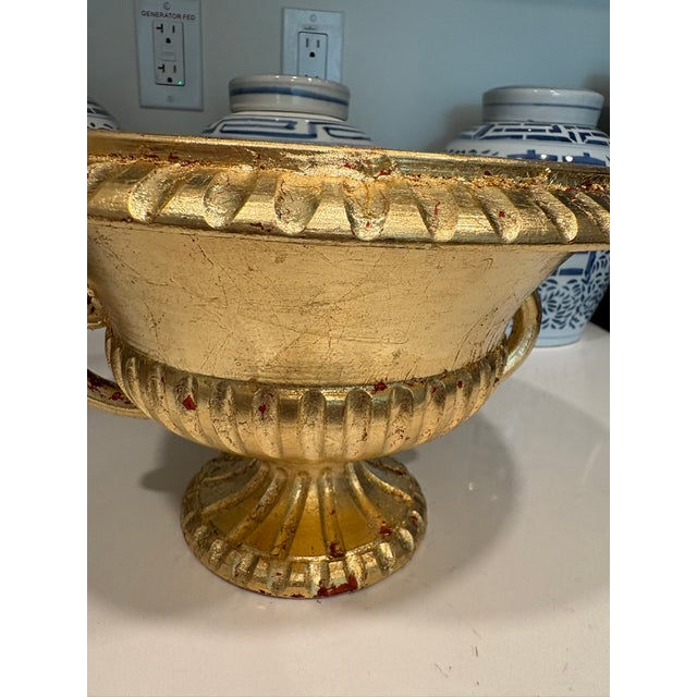 Late 20th Century Vintage Italian Gold Leaf Footed Urn Bowl With Blue Interior Signed & Numbered For Sale - Image 5 of 14