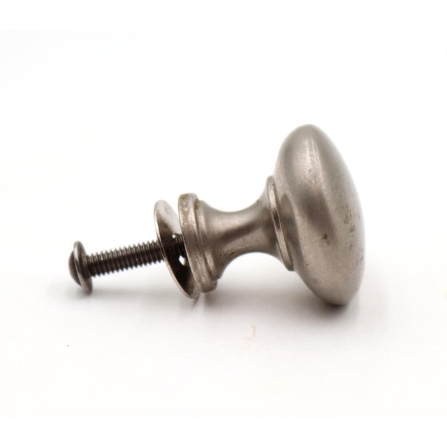 Late 20th Century Set of Classic 1.125 In. Brushed Nickel Drawer Cabinet Knobs For Sale - Image 5 of 5