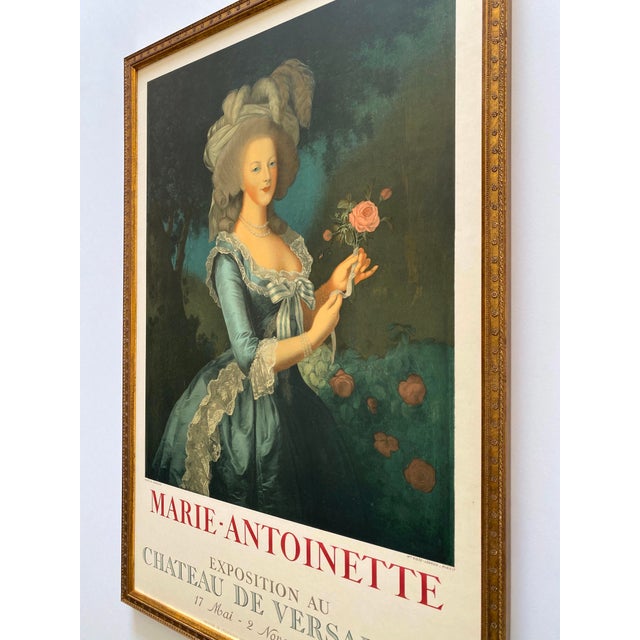 Madame Vigee Le Brun Vintage 1955 Neoclassical Mourlot Lithograph Print Framed French Exhibition Poster " Marie Antionette With a Rose " 1783 For Sale - Image 13 of 15
