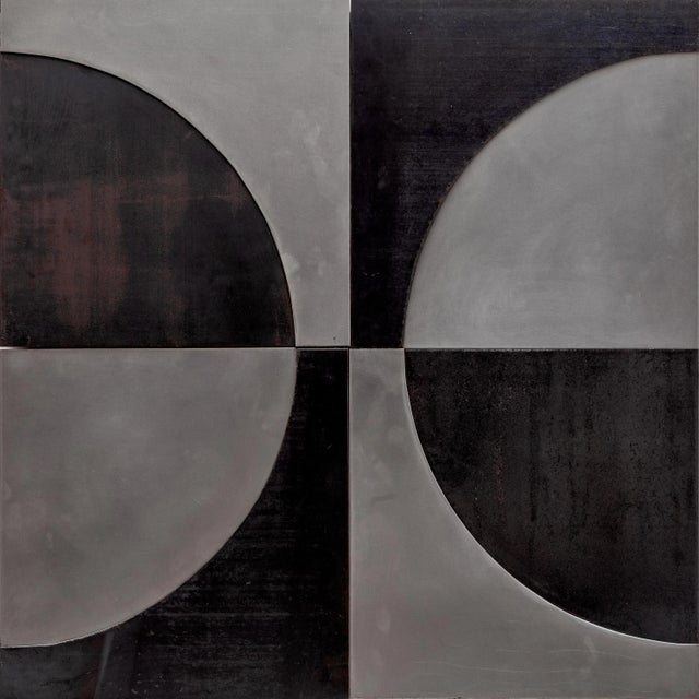Belgian Brutalist Contrasting Black and Silver Wall Sculpture, 1960s, Set of 4 For Sale - Image 6 of 9