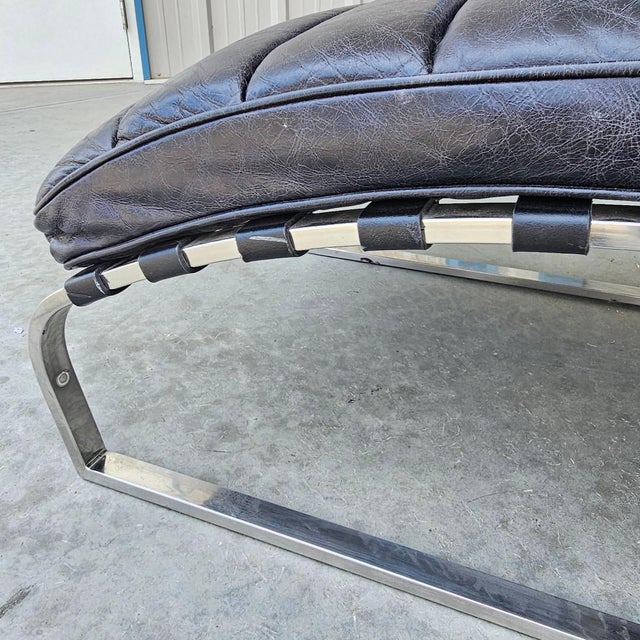 Charcoal Restoration Hardware Oviedo Style Leather Chaise For Sale - Image 8 of 12