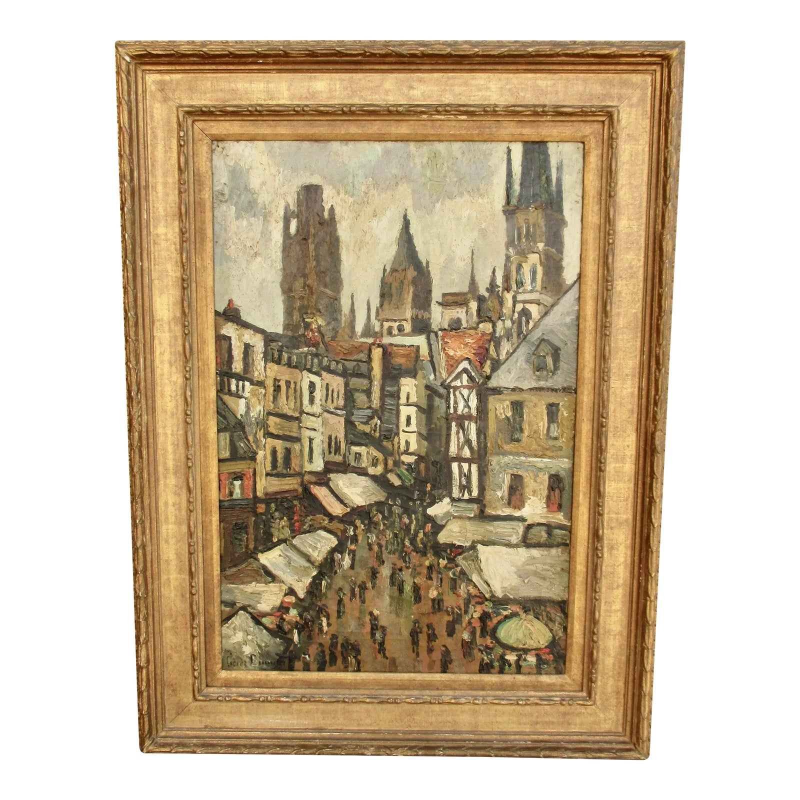 "Rouen La Rue De L'epicerie"by Pierre Jean Dumont Painting Circa 1920s