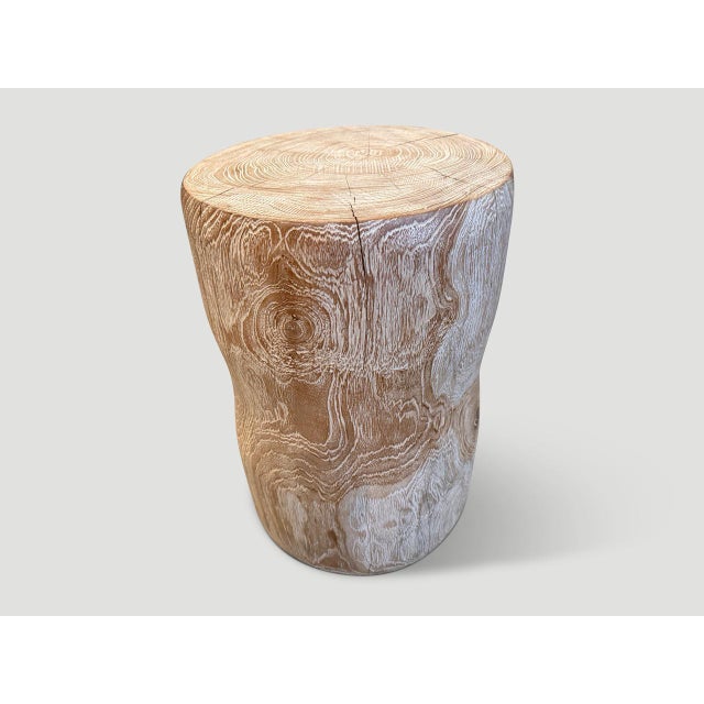 2010s Andrianna Shamaris Hand Carved Teak Side Table For Sale - Image 5 of 6