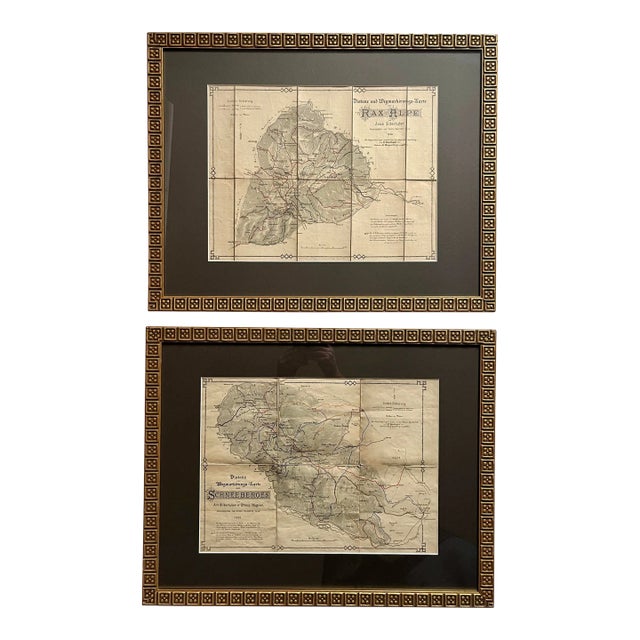 Set of Two 1890 Austrian Empire Maps: Schneeberges & Rax Alpe Regions For Sale