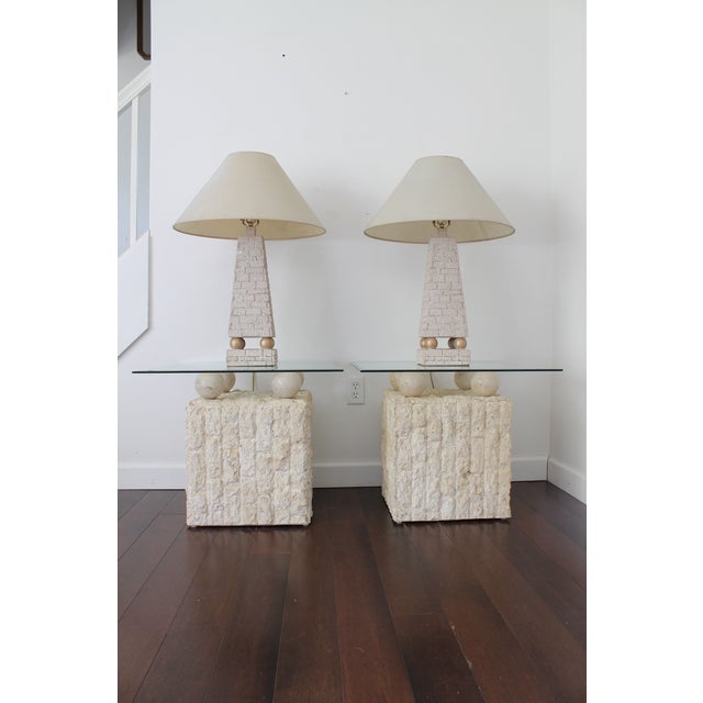 1980s Vintage 80's Faux Stone Pyramid Table Lamp For Sale - Image 5 of 9
