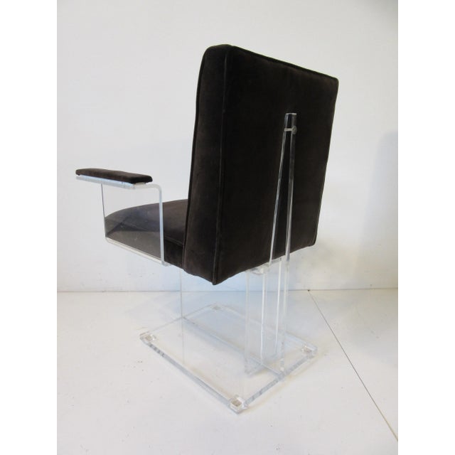 Vladimir Kagan Upholstered Lucite Pedestal Armchairs - A Pair For Sale - Image 11 of 12