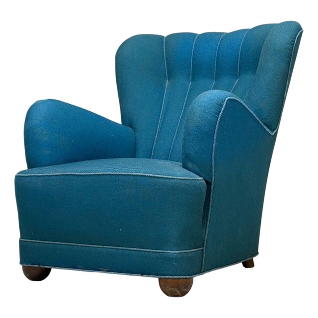 Danish Cabinetmaker, Lounge Chair, Beech, Wool, Denmark, 1930s For Sale