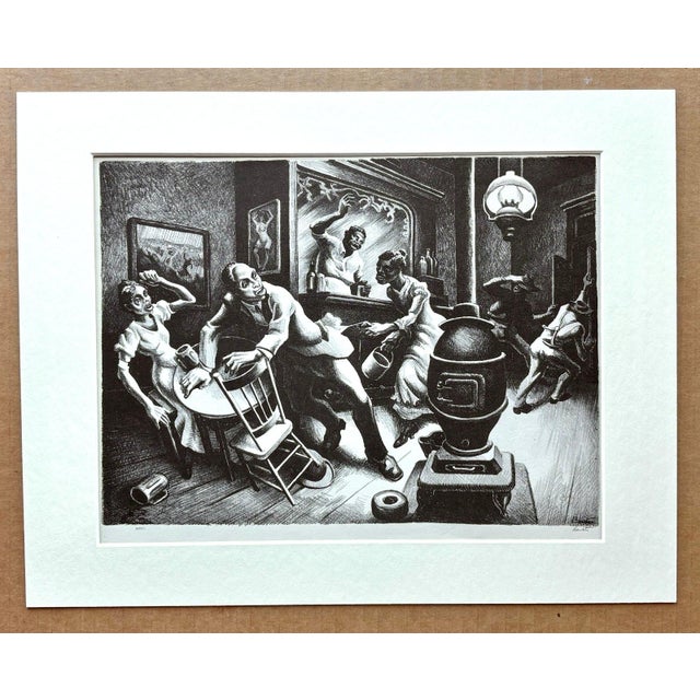 American Vintage 1939 Print in 11x14 Mat: Thomas Hart Benton, "Frankie and Johnny" For Sale - Image 3 of 3