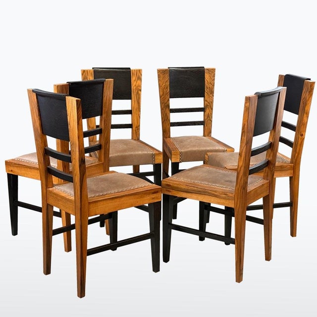 Czech Art Deco Dining Table with Chairs, 1930s, Set of 7 For Sale - Image 10 of 18
