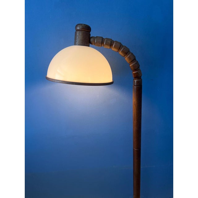 Mid-Century Brown Wooden Floor Lamp with Acrylic Glass Shade from Steinhauer For Sale - Image 3 of 13