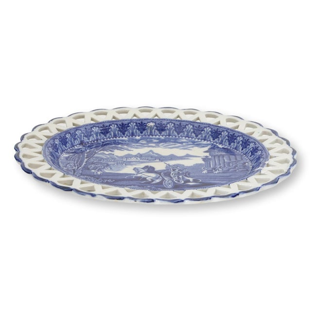 Late 19th century English Cauldon serving dish featuring an elegant cobalt blue transferware scene with classical...