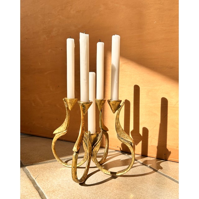 Gold Bronze Metal Art Candleholder from Michael Harjes Metallkunst, 1970s For Sale - Image 8 of 18