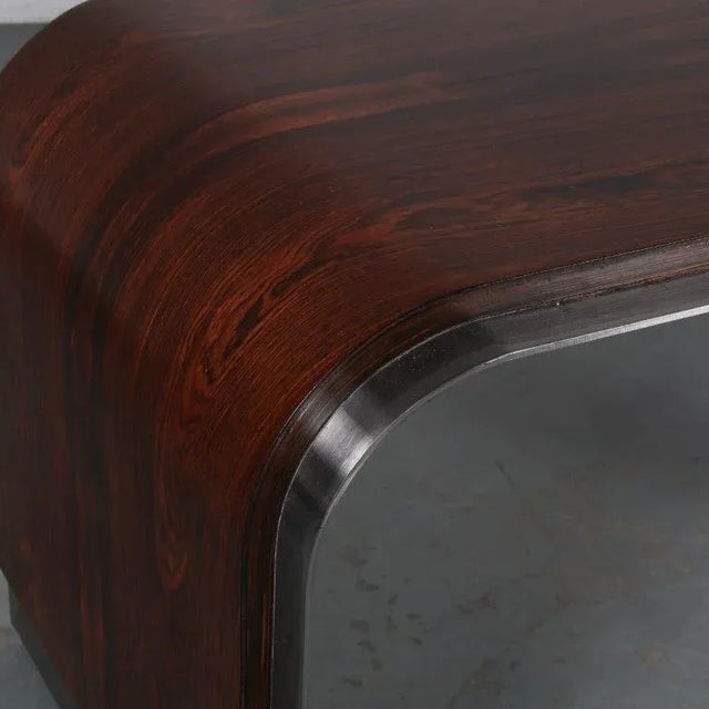 Brown French Coffee Table in the Style of Michel Boyer, 1970 For Sale - Image 8 of 13