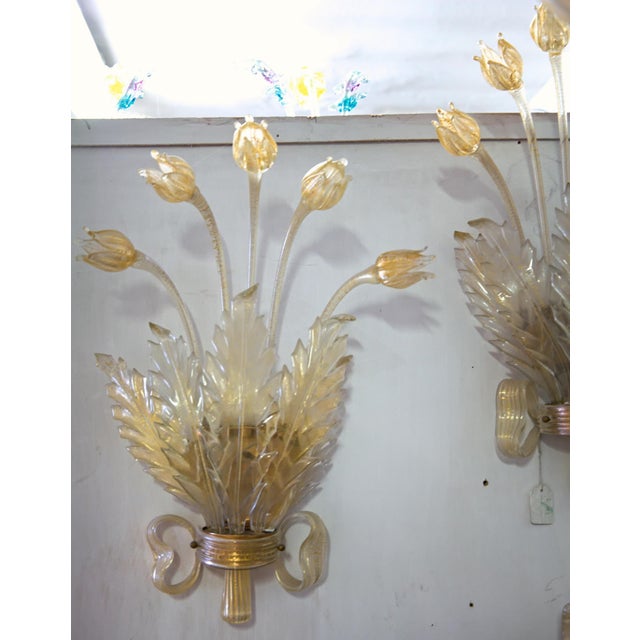 Blue Vintage Lamps in Murano Glass with Gold Leaf, 1930s, Set of 2 For Sale - Image 8 of 18