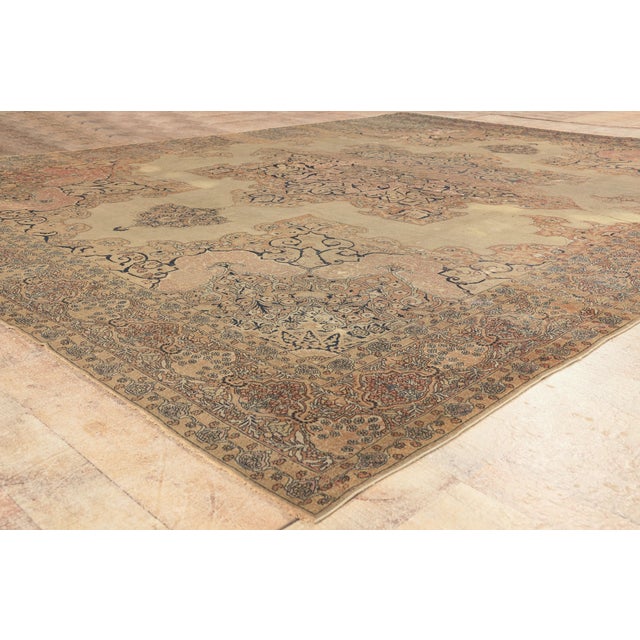 Tan Late 19th Century Persian Kerman Rug, 09'11 X 12'10 For Sale - Image 8 of 10