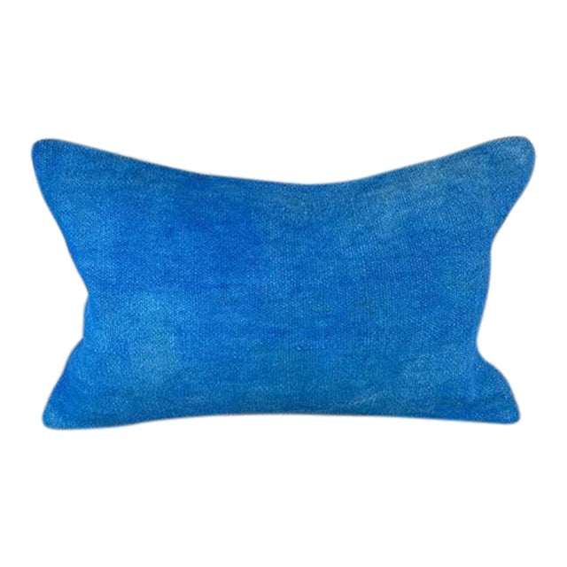 16 x 24 Hemp Pillow Turkish Cushion Natural Blue Pillow Cushion Cover For Sale
