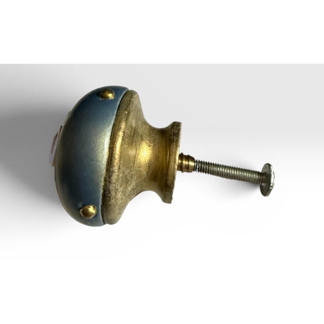 Set of Eight Hollywood Regency Metallic Wood Knobs With Iridescent Aurora Borealis Gems For Sale In Portland, ME - Image 6 of 18