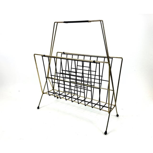 Metal Mid-Century Modern String Magazine Rack, 1970s For Sale - Image 7 of 11