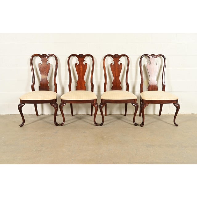 Thomasville Queen Anne Carved Solid Mahogany Dining Chairs, Set of Four For Sale - Image 13 of 13