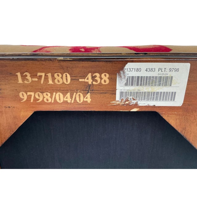 Pair of Ethan Allen X-Base Stools in Tan & Red Classic Gentleman’s Club Room Style Seating For Sale - Image 9 of 9
