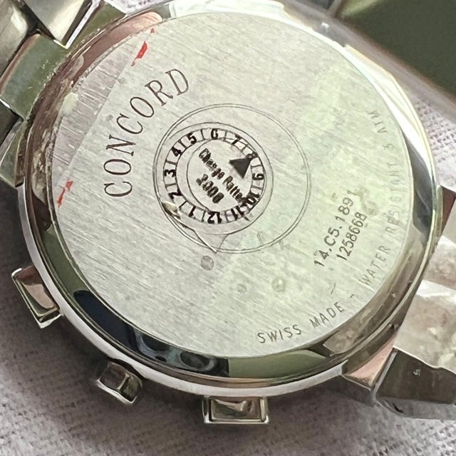 1990s Concord Estate La Scala Chronograph Watch Stainless Steel 38 mm For Sale - Image 4 of 8